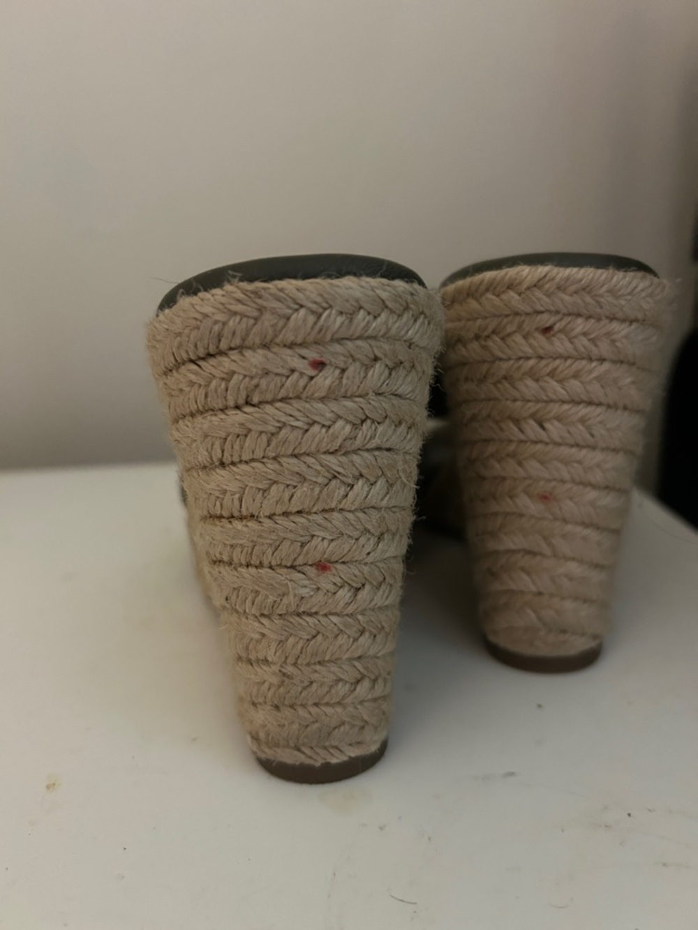 Tory Burch Olive Green Suede Crisscross Wedge Sandals - Picture 2 of 4